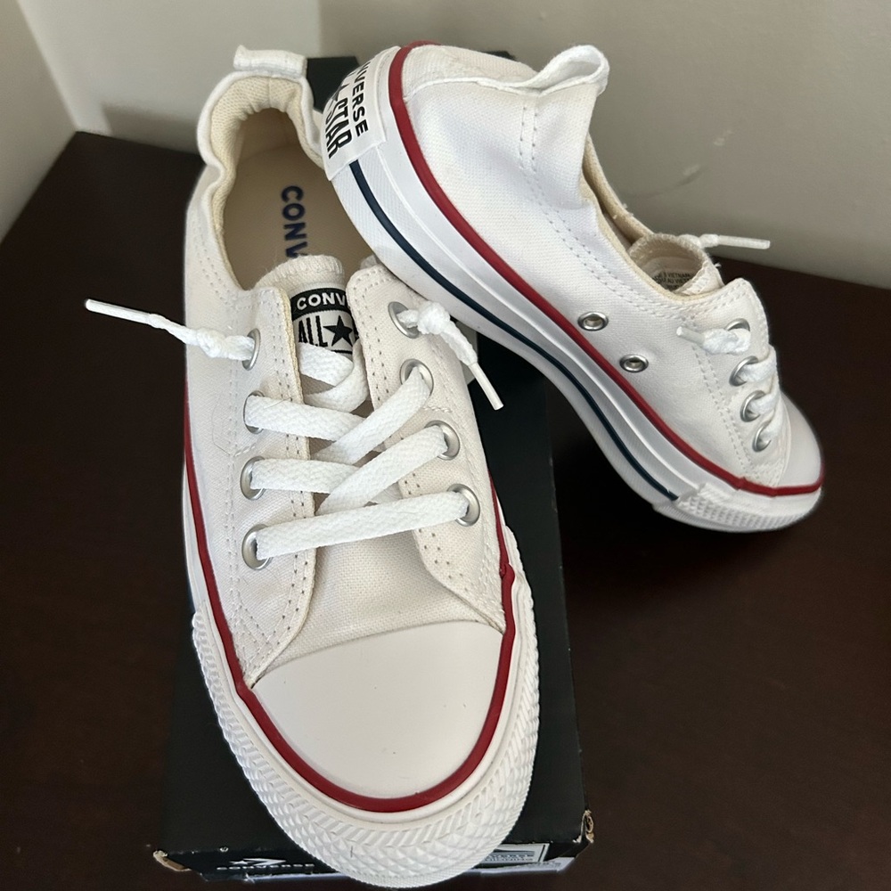 Converse All Star White Sneakers with Red Accents